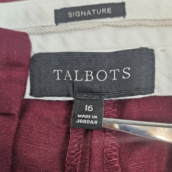 Talbots Signature Burgundy Linen Blend Cropped Pants‎ Size 16 Women's L59 - Picture 9 of 11